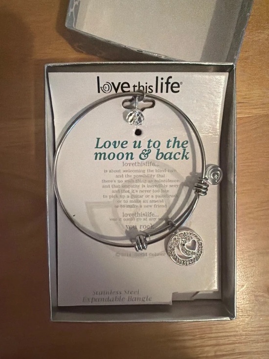 Jewelry - Love This Life Silver 'Love U to the Moon & Back' Expandable Bangle